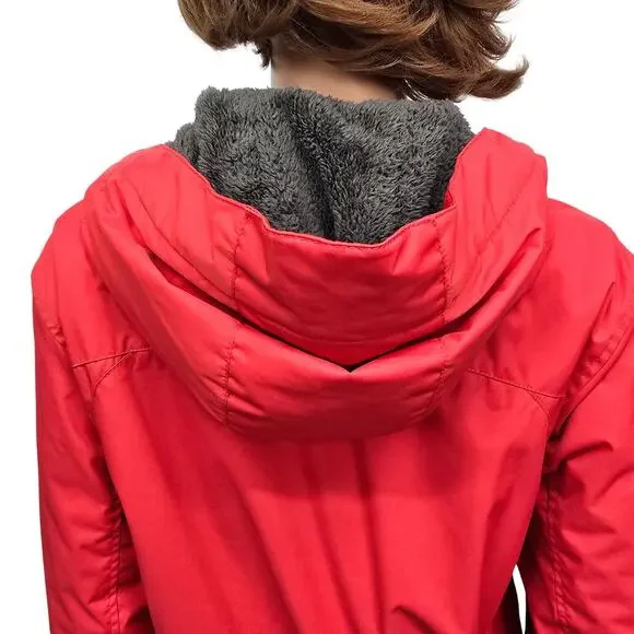 L.L. Bean Winter Warmer Insulated Hooded Coat XL Reg. Red Zip & Snap Closure - Picture 6 of 12